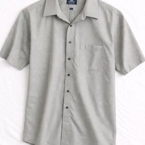 Stafford Men's Gray Short Sleeve Button Down Shirt